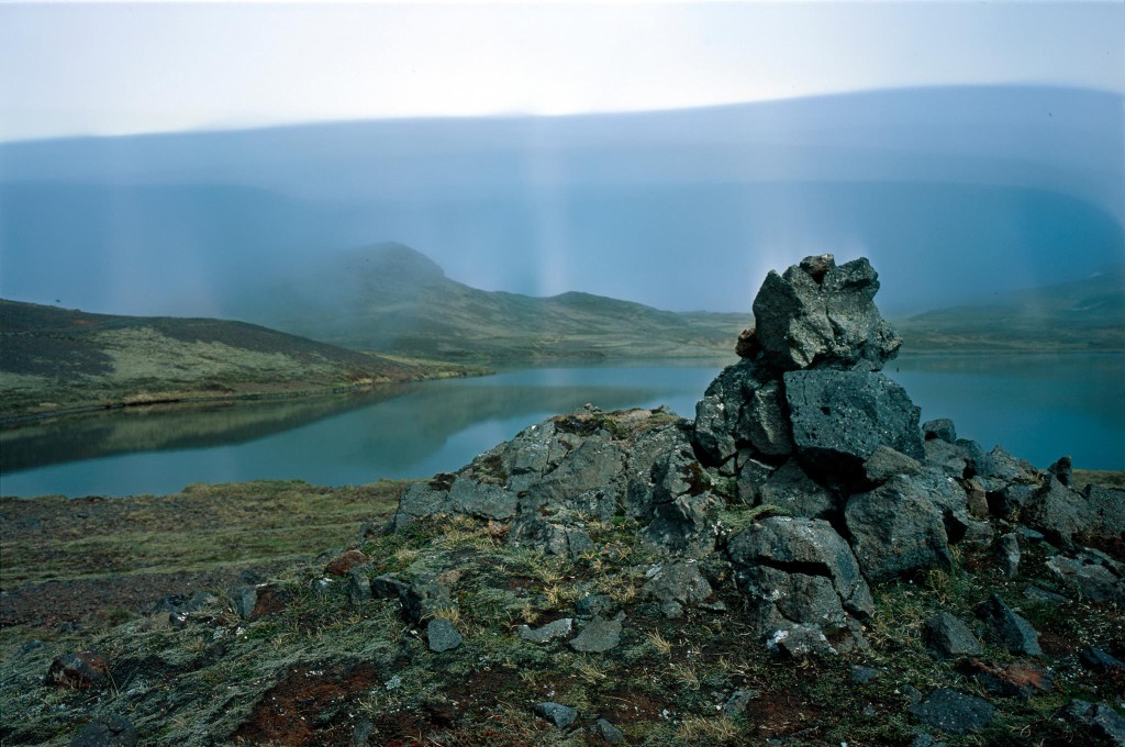 lake on mount Snaefells hidden person